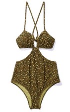 NWOT Aerie Womens Cut Out One Piece Swimsuit Small Long Real Good Strappy Floral