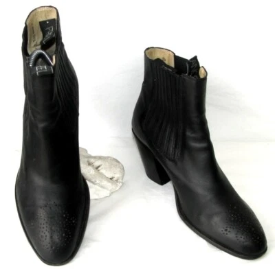 FREE LANCE Stiefletten Absätze 7 CM Schwarzes Leder Mate Ende Umrandet 37.5 Sehr - Bild 1 von 4