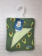 Gerber Green Avocado Blanket Reversible White Stripes Baby Boy Girl 30x40 NEW