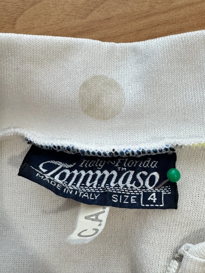 Tommaso Mens White Geometric Colorful 1/4 Zip Short Sleeve Cycling Shirt Sz 4 - Image 4 of 4