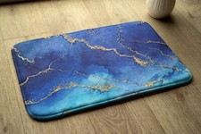 Non-Slip Bathroom Soft Rug Absorbent Bath Mat - 75x45 cm - Blue marble
