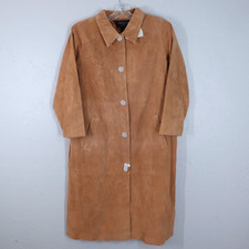 Centigrade Suede Duster Coat 1x Petite Tan Lined Long Sleeve Pocket Button Front