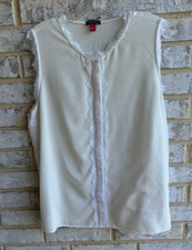Vince Camuto Sleeveless Button Up Lace Decorative Blouse Women's Size L.