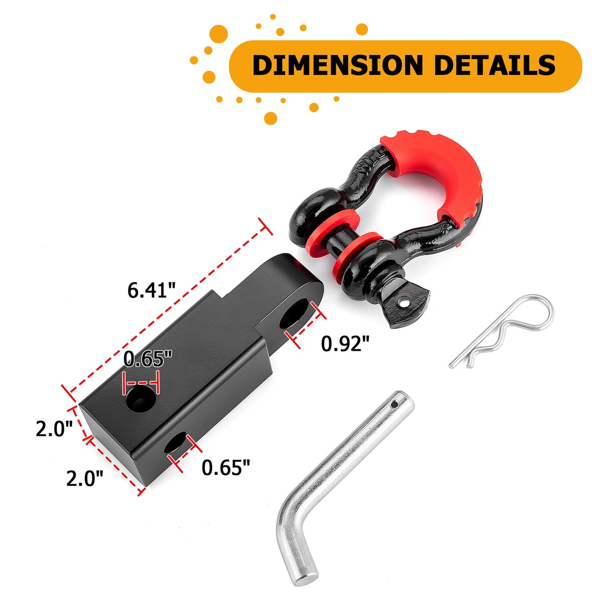 AMBULL Rotatable Split Shackle Trailer Hitch - 2" Ball Mount With 50,706 Lbs Break Strength