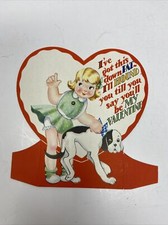 Vintage Mechanical Valentine Girl Dog Pat Hound Carrington Made in USA