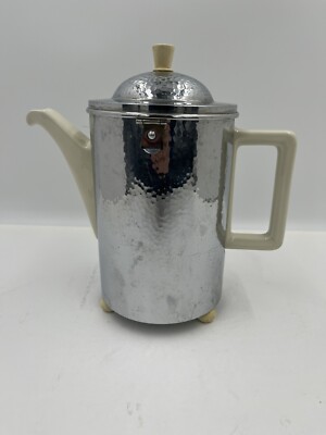 Vintage Hammered Coffee Tea Pot Thermos D.R.P. Bauscher Weiden 1.4L Porcelain