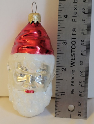 Vintage West Germany Blown Glass Santa Head Christmas Tree Ornament 4 ...