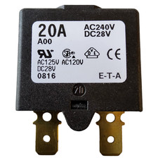 ETA Thermal Circuit Breaker, 1658 Series, 20 A, 1 Pole, Auto reset, NEW