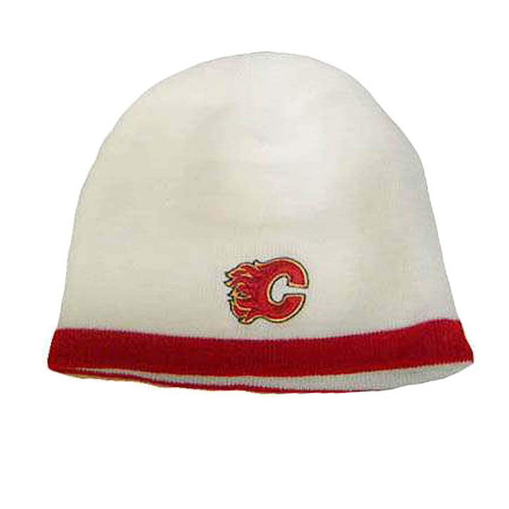 BEANIE KNIT HAT TOQUE CAP ZEPHYR NHL LNH CANADA HOCKEY CALGARY FLAMES WHITE RED-image