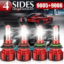 9005 9006 LED Headlights Kit Combo Bulbs 6500K High Low Beam Super White Bright