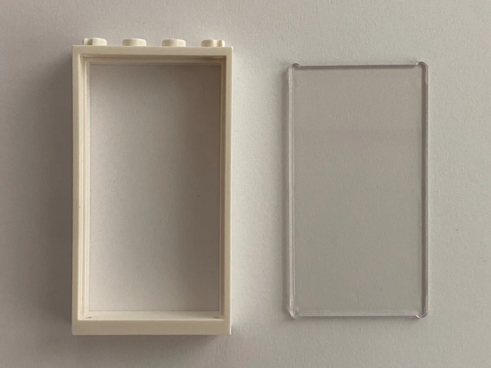 LEGO White 1 x 4 x 6 Window Frame with Trans-Clear Glass, Architecture, NEW - Image 2 of 3