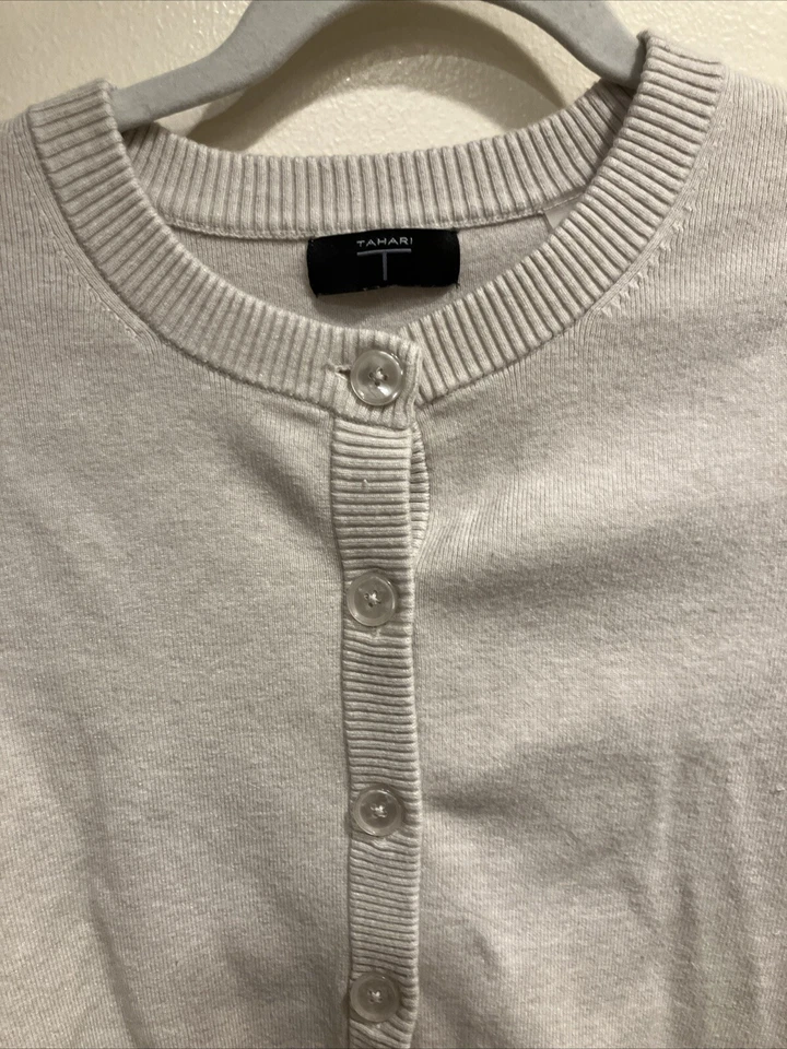 Cárdigan Tahari Mujer Talla M Tostado Botón Frontal Completo Foto 2 de 4