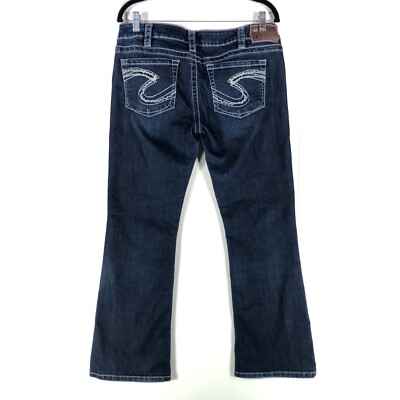 Silver Jeans Tuesday Womens Juniors W31 L31 Blue Dark Washed Boot Cut Denim 
