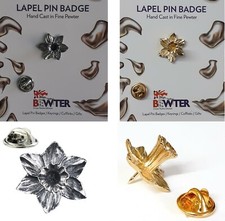 Welsh Daffodil Lapel Pin Badge. Flower Wales Silver or Gold British Pewter 104/5