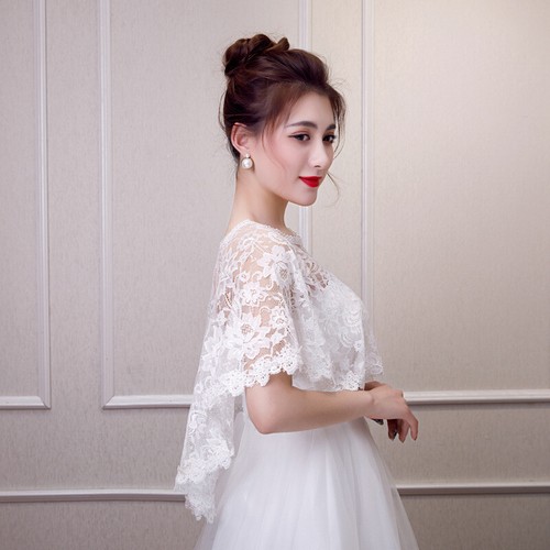 1x Elegant Lace Shrug Shawl Cape Crop Bolero for Evening Dress Women Ladies - Picture 9 of 35