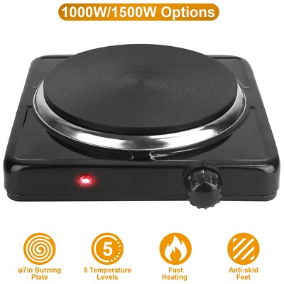  1500W Portable Single Electric Burner Hot Plate Camping Stove Adjustable 110V