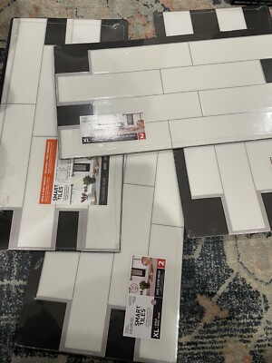 4X 2 Pack Smart Tiles Oslo White Vinyl Peel and Stick Tile SM1135G-02-QG