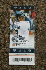 DETROIT TIGERS VS ASTROS 5/8/2014 FULL TICKET ~ SPRINGER/DOMINGUEZ/MARTINEZ HRs