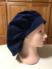 Scrub or Chef Hat Medical Nursing Dental Chemo Navy Blue Cotton Fabric