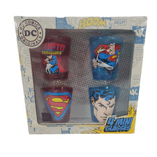 DC Comic 4 Superman Mini Glasses Great Condition