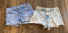 GUC 2 Pair Girl's Denim Shorts, Justice tgla Raw Hem, rolled cuff, Size: 12