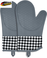 1 Paar Ofenhandschuhe HitzebestäNdig, Topfhandschuhe Silikon, Baumwolle Backofen