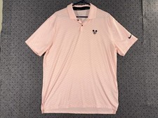 Disney Mickey Nike Dri-Fit Golf Performance Polo Short Sleeve Large Peach NICE 