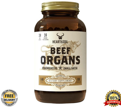 HEART & SOIL   Grass-Fed Beef Organ Supplement for Women & Men - 180 Capsules