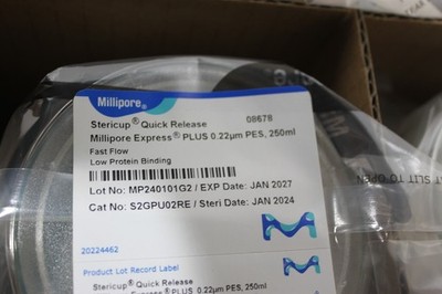 Millipore Stericup Quick Release 0.22µm  250ml S2GPU02RE 12PK (EXPIRED /2026)