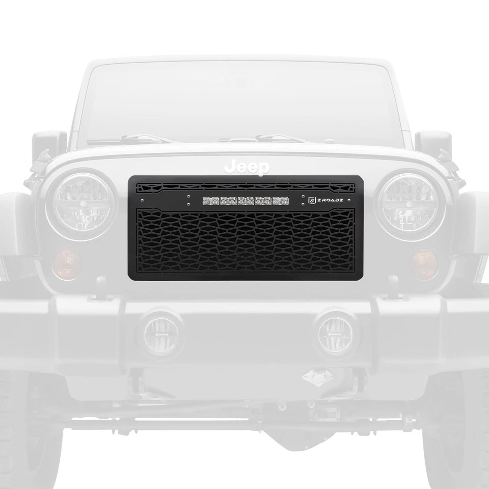 For Jeep Wrangler JK 18 Main Grille 1-Pc ZROADZ Series Black Laser Cut Main Foto 2 de 4