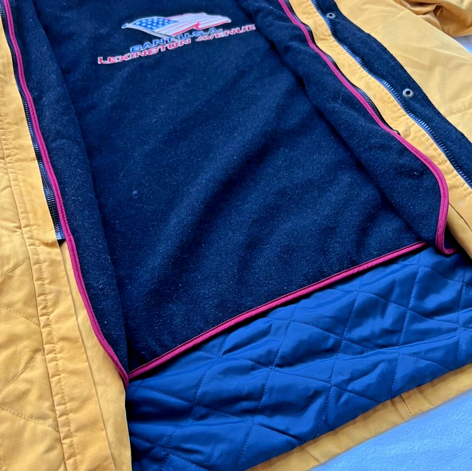 Vintage 1990s GANT Lexington Avenue Yellow Waxed Cotton Field Jacket Men L - Image 3 of 4