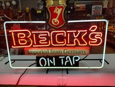 RARE Vintage Beck's On Tap Beer Imported from Germany Neon Light Sign