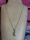 925 Silver Necklace With Jade Half Moon Pendant Green
