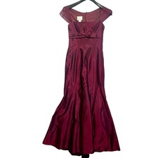 Vera Wang Burgundy Tafetta Satin Mermaid Long Dress Formal Gown Size 2 NWT