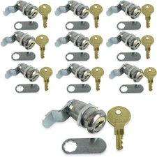 10 Pack 1 1/8" Keyed Camlock with Straight and Offset Cam Lock Latch Keyed Alike