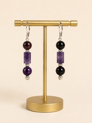 Artisan Crafted Amethyst And Silver Plate Earrings 1.5 