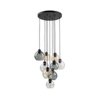 HäNgelampe HäNgeleuchte Kugelschirm Rauchglas H: Max. 140 Cm Verstellbar 9X E27