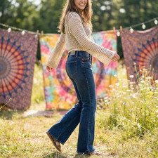 Vintage Y2K Mudd Jeans Flare Bell Bottom Hidden Button Fly 100 Cotton Size 5