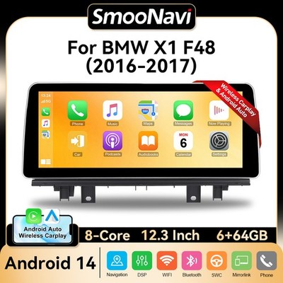 12,3'' 8-Kern 64GB Android 14 CarPlay Autoradio GPS Navi DAB Für BMW X1 F48 NBT