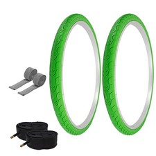 Pro Bicycle Tires 26 X 1.50 All Green G-5013 City Cavalier Wtubes Rim Strips