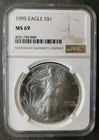 1995 $1 American Silver Eagle Dollar NGC MS69