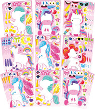 Make Your Own Unicorn Stickers, Make a Face Sticker, Pink Unicorn Stickers
