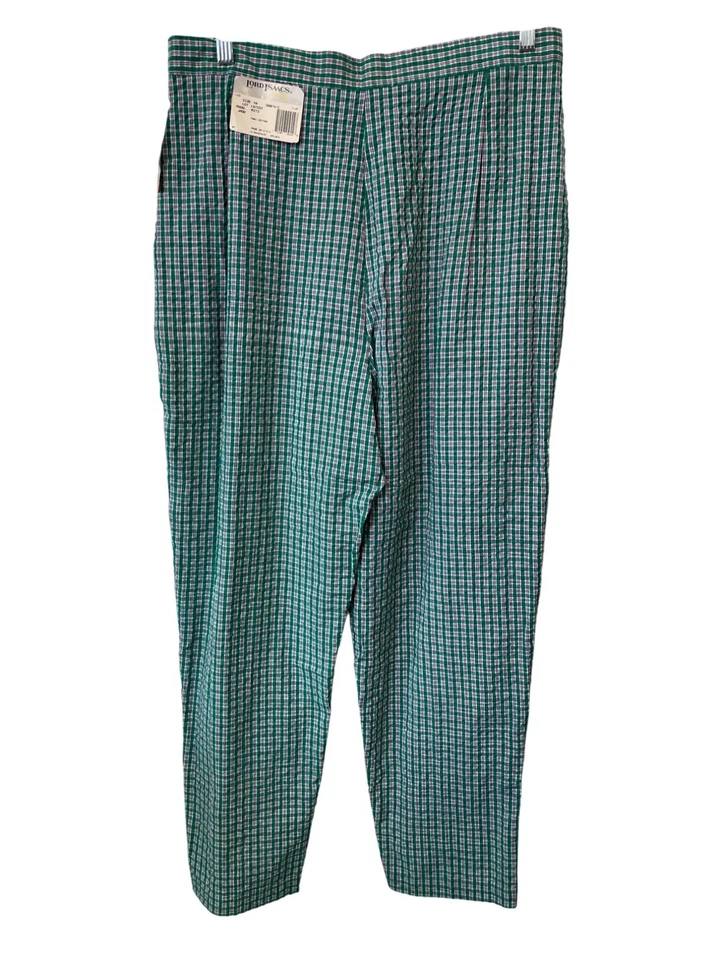 Vintage 90s Lord Isaacs Plaid High Rise Pants Size 18 Pleated Green Purple NEW - Image 2 of 4