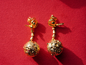 Authentic Vintage Sputnik Ball Drop Earrings 925 Sterling Silver Gold Plated Orb Earrings