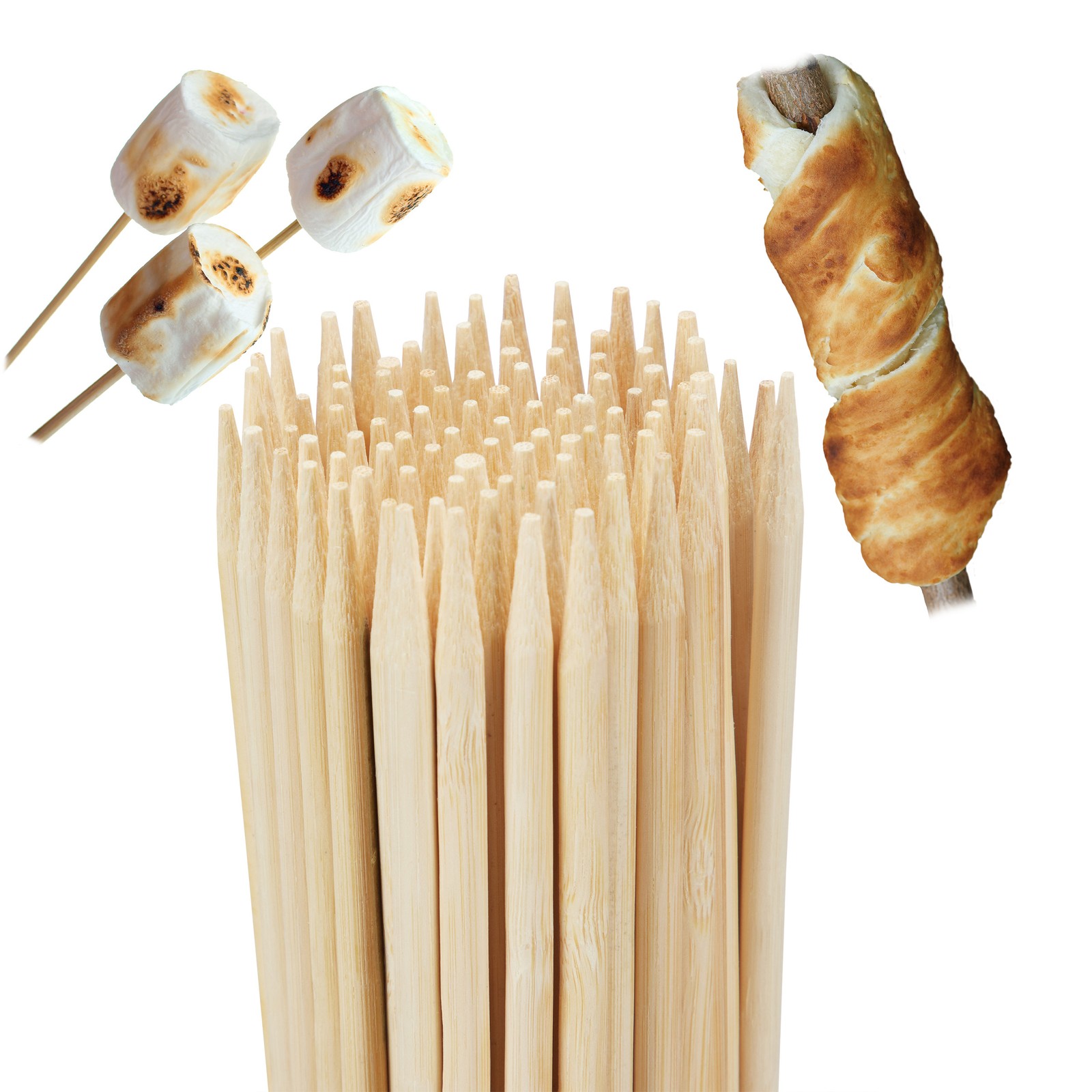 Brochetas de madera palillos para asar 100 unidades 20 g brochetas de bambú
