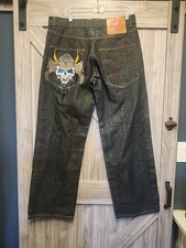 Vintage Ed Hardy Jeans Mens Embroidered Skull...