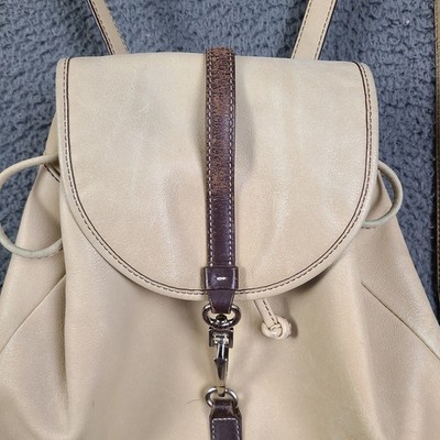Coach Vintage Cream Leather Mini Backpack 09368 Tan Brown Trim