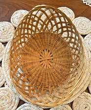 VTG Oval Open Weave Woven Wicker Basket 8 1/2" x 6"