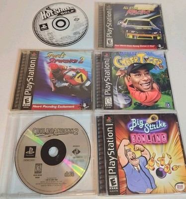 PS1 Game Lot CyberTiger Cool Boarders 2 Hot Shots Golf Big Strike Untested
