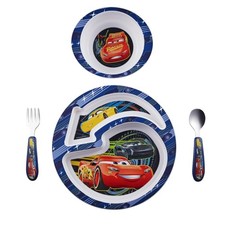 Disney Cars 4-Piece Feeding Set - Colorful, Safe  Easy-Clean Toddler Dinnerware